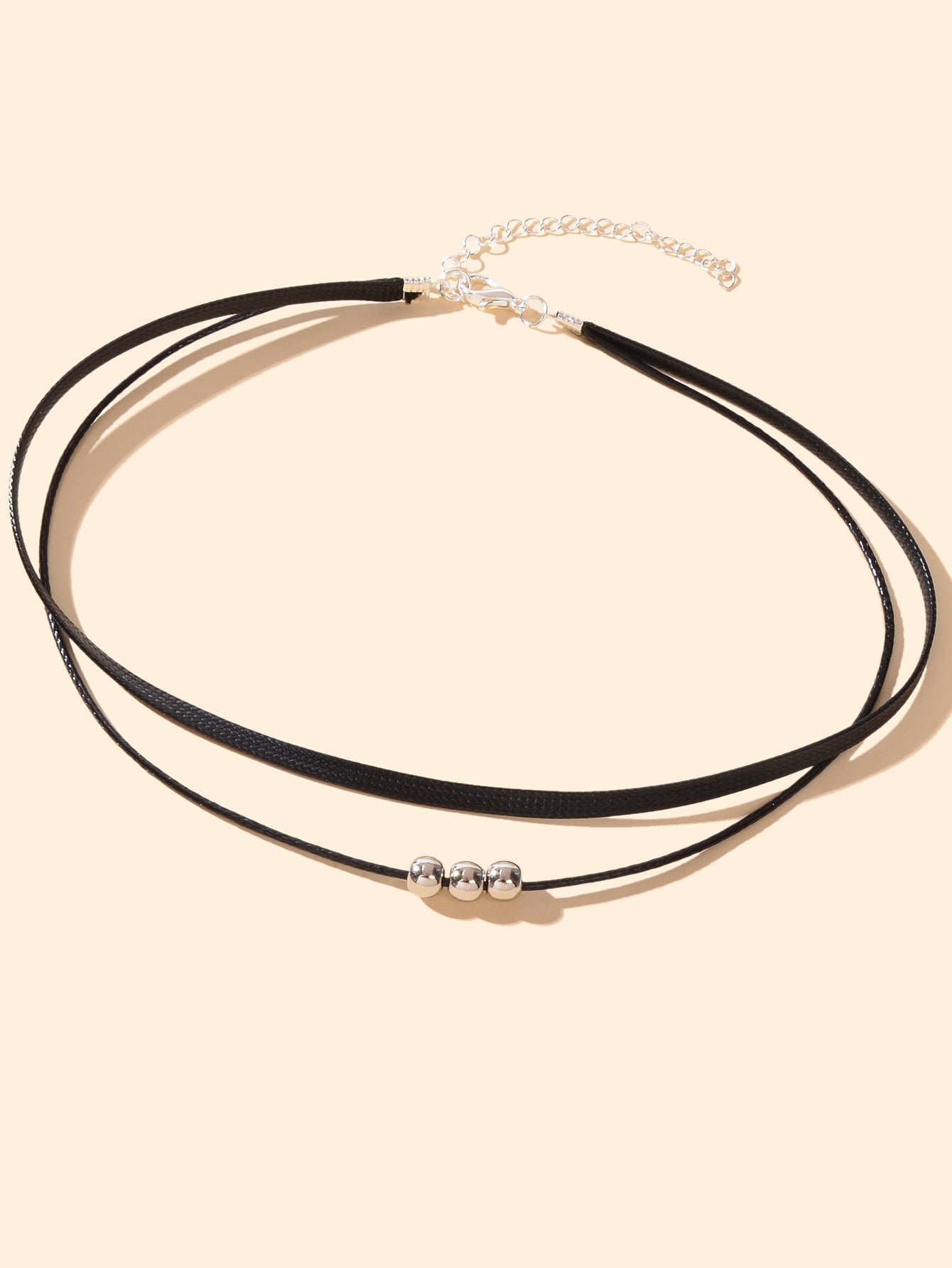 Gothic Hippie Black Pu Leather Double Layer Choker Cool Collar Short Necklace-1