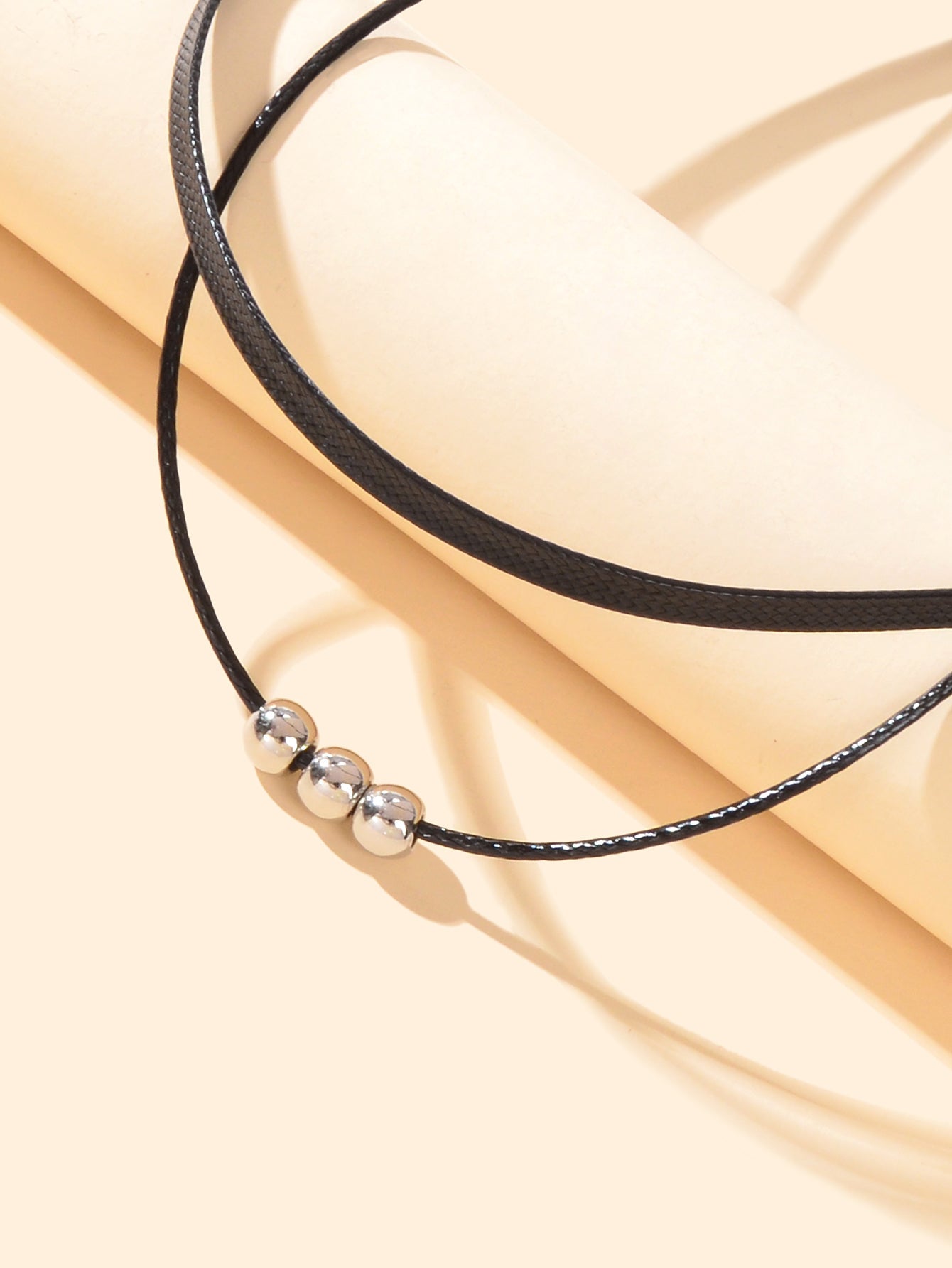 Gothic Hippie Black Pu Leather Double Layer Choker Cool Collar Short Necklace-2